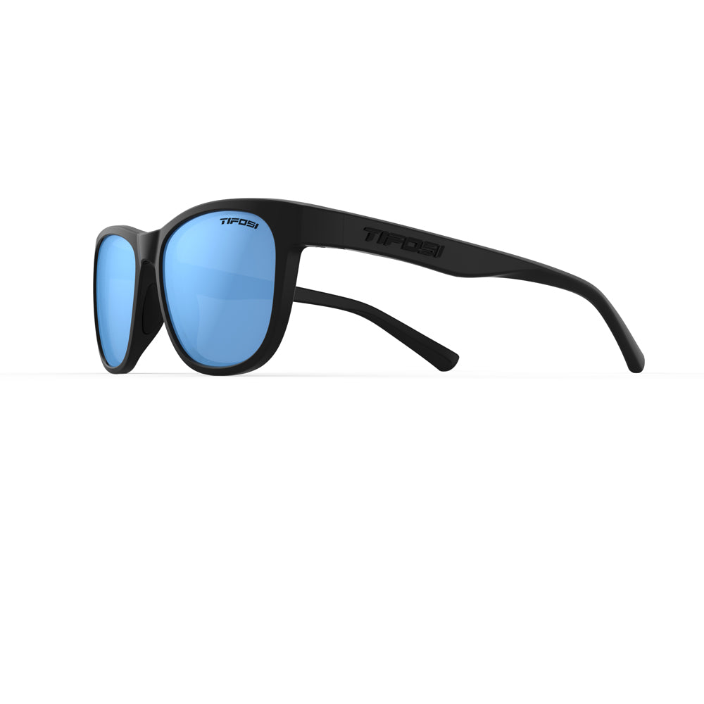 Tifosi Swank Sunglasses Blackout with Sky Blue Mirror Polarized Lens