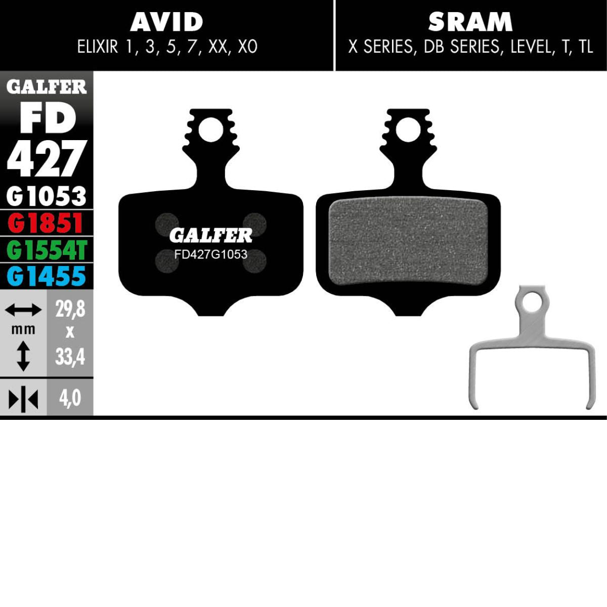 GALFER - BRAKE PADS -  AVID ELIXIR / SRAM LEVEL