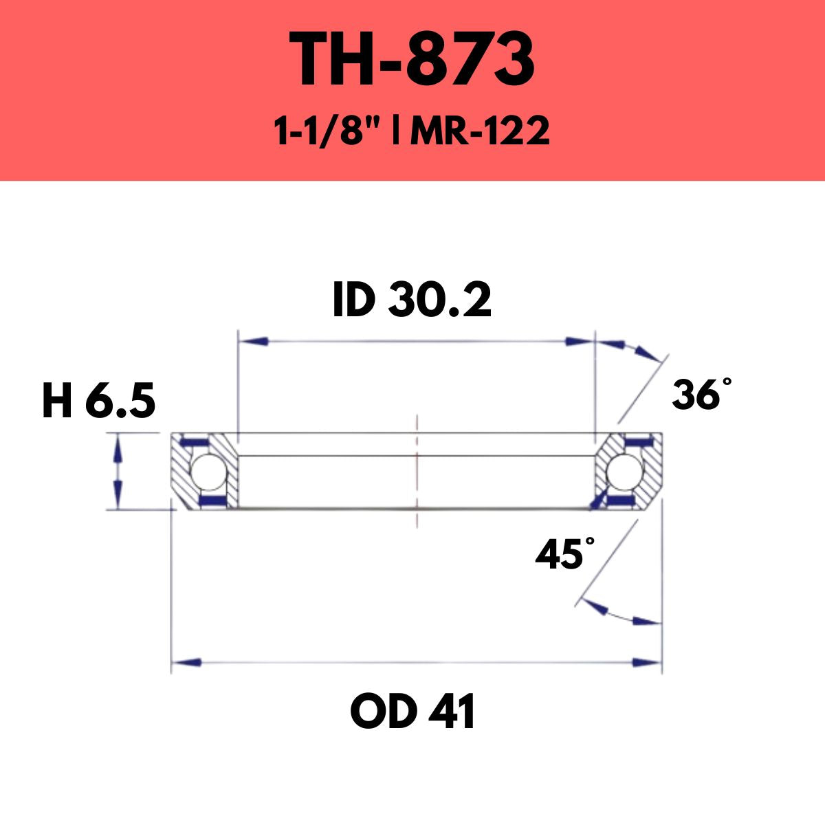 FSA - HEADSET BEARINGS ACB 870S 45X45 11/8" Stainless Steel - 41.8mm OD