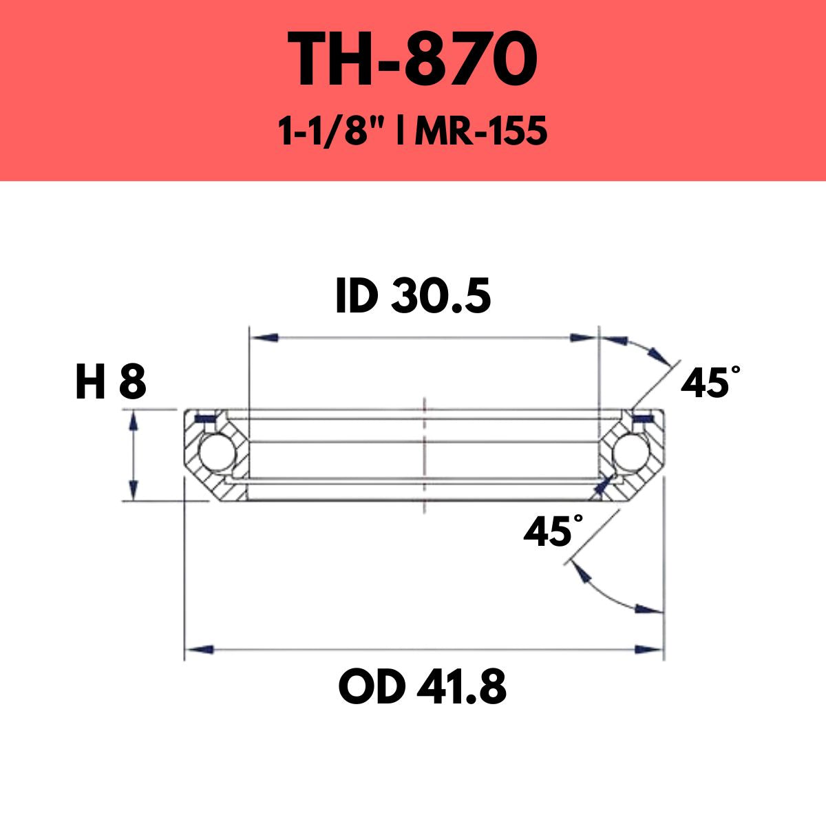 FSA - HEADSET BEARINGS ACB 870S 45X45 11/8" Stainless Steel - 41.8mm OD