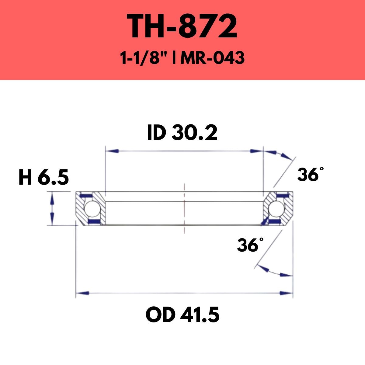 FSA - HEADSET BEARINGS ACB 870S 45X45 11/8" Stainless Steel - 41.8mm OD