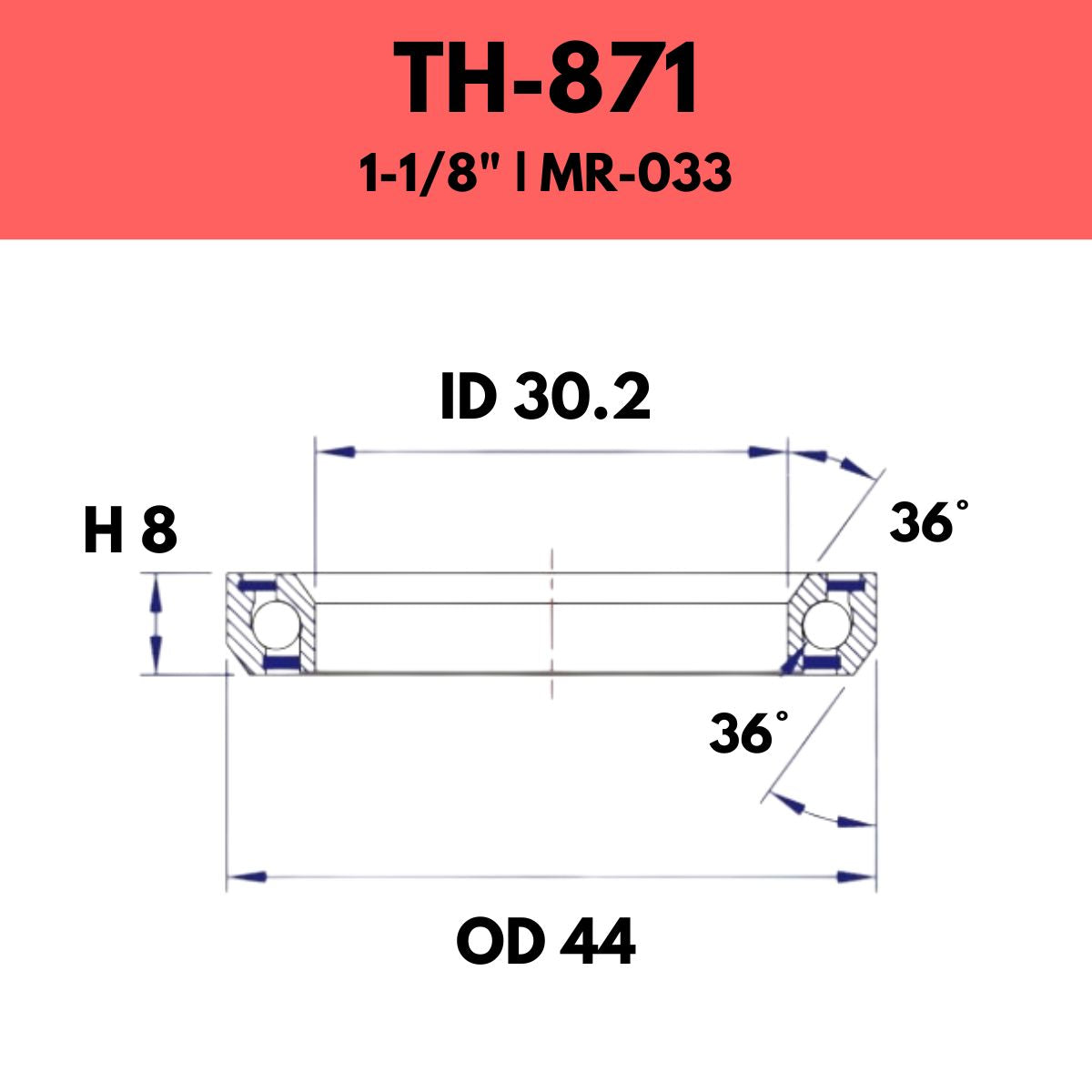 FSA - HEADSET BEARINGS ACB 870S 45X45 11/8" Stainless Steel - 41.8mm OD