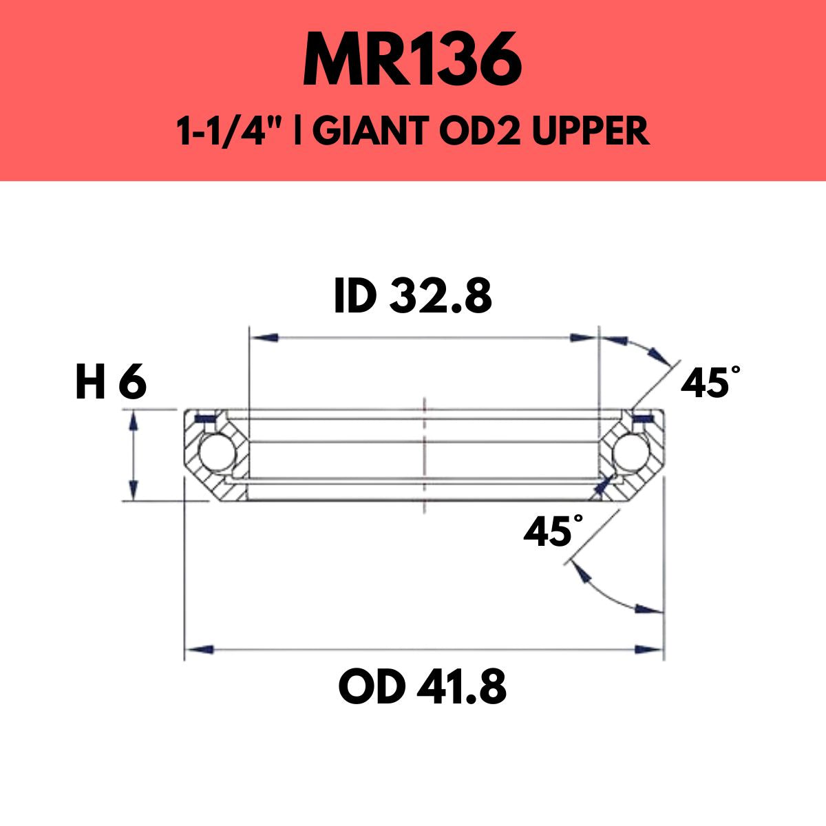 ACB MR136 Giant Od2 Upper 11/4-41.8x33x6mm