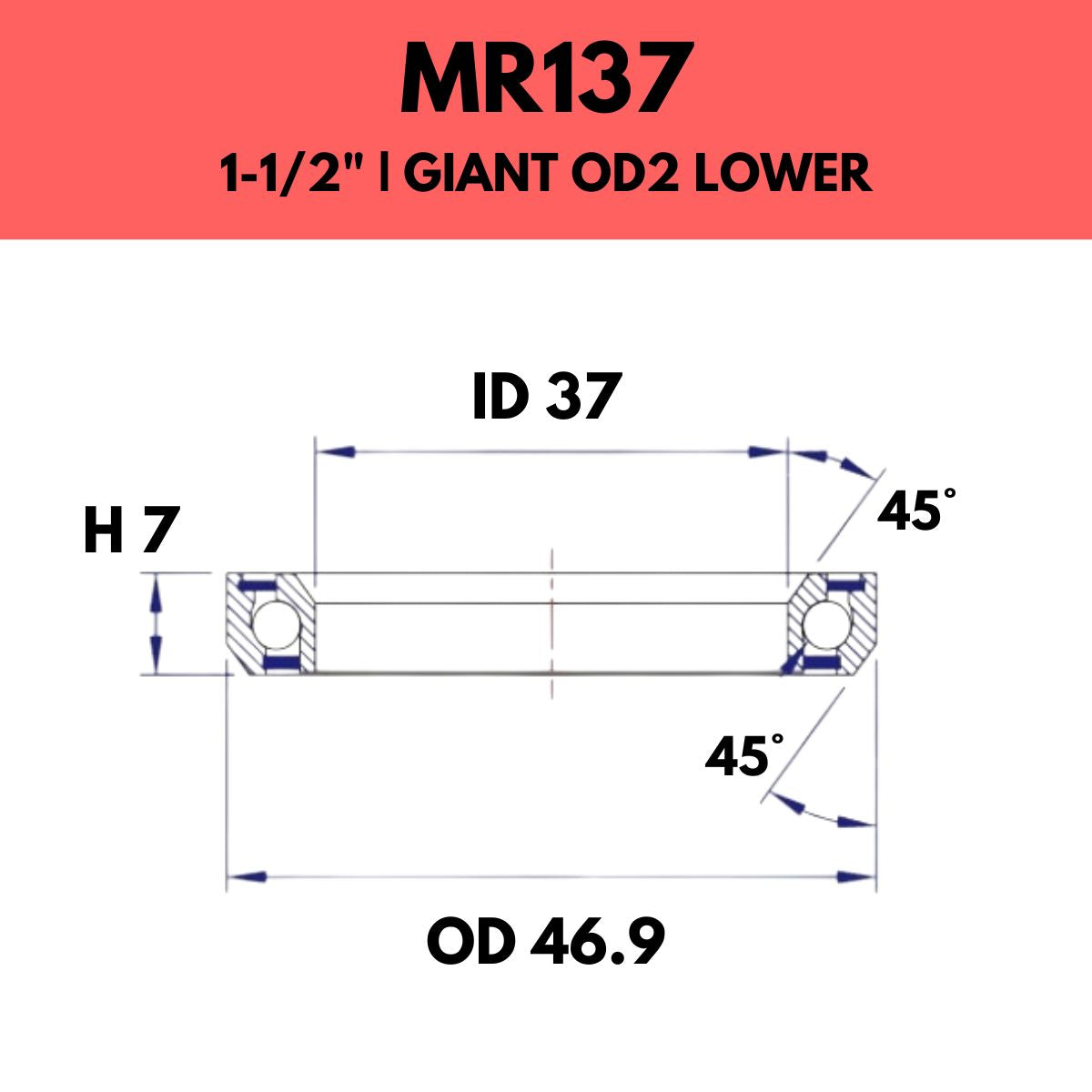 ACB MR136 Giant Od2 Upper 11/4-41.8x33x6mm