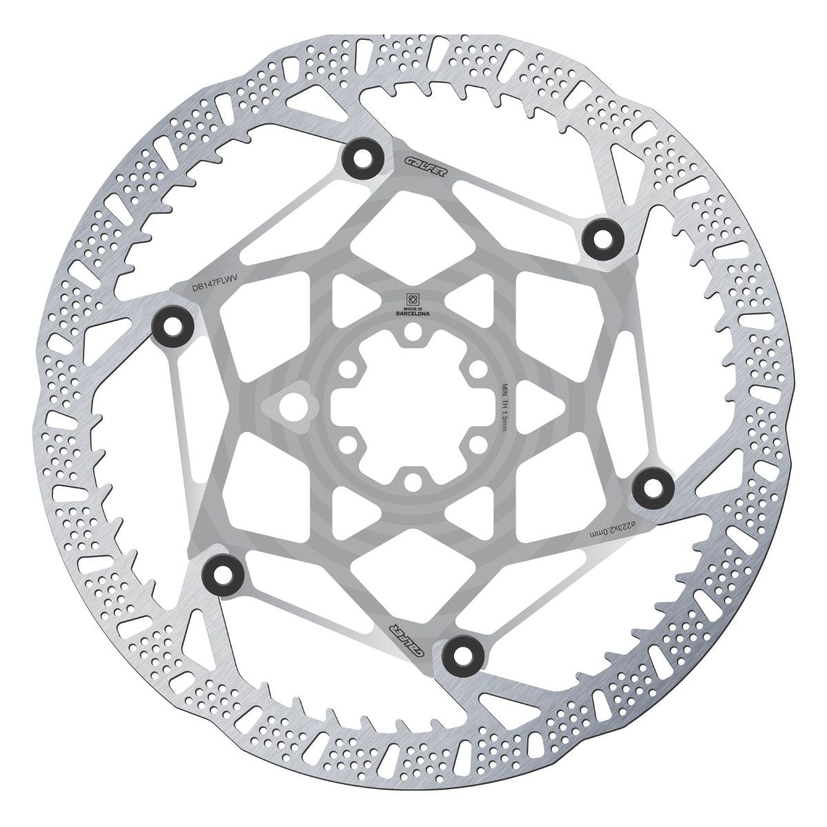 GALFER - MTB SHARK EVO DISC ROTOR - 6-BOLT - 2MM - RAW SILVER CORE