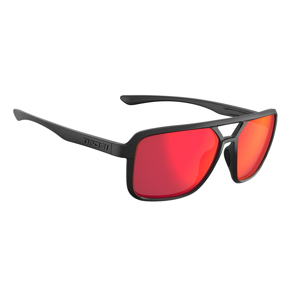 Tifosi Salto Sunglasses Blackout with Smoke Red Mirror Lens