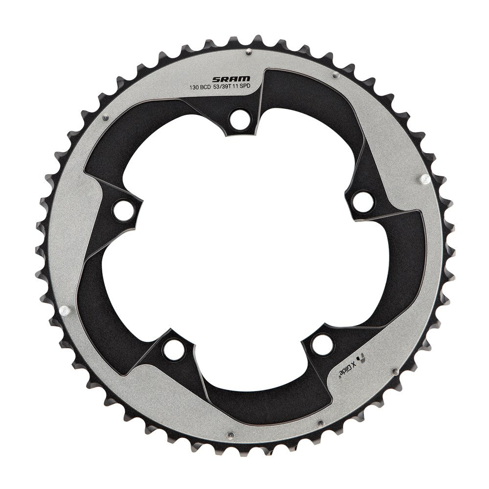 SRAM Chain Ring Road Red 2012 X-Glide R 39 Tooth Yaw 10 Speed S1 130 Aluminium 3mm Blast Black (53-39)