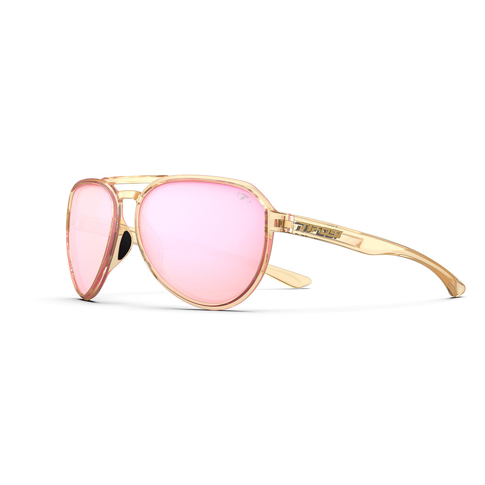 Tifosi Selca Sunglasses Crystal Brown with Pink Mirror Lens