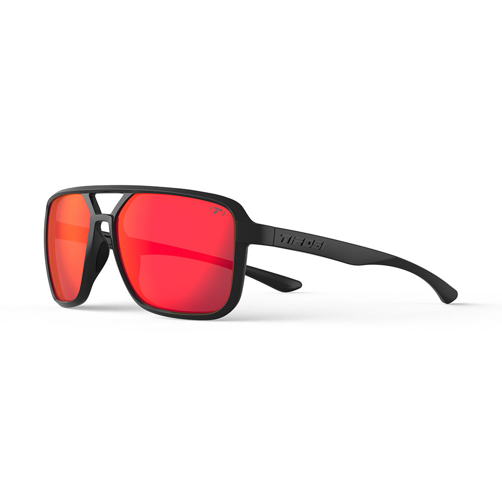 Tifosi Salto Sunglasses Blackout with Smoke Red Mirror Lens