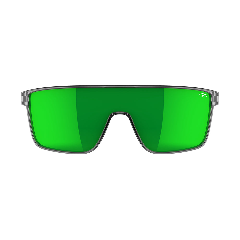 Tifosi Sanctum Sunglasses Crystal Smoke with Green Mirror Polarized Lens