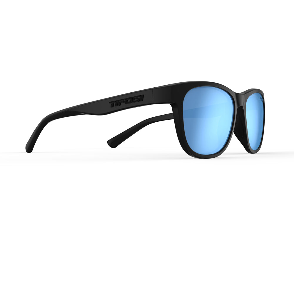 Tifosi Swank Sunglasses Blackout with Sky Blue Mirror Polarized Lens
