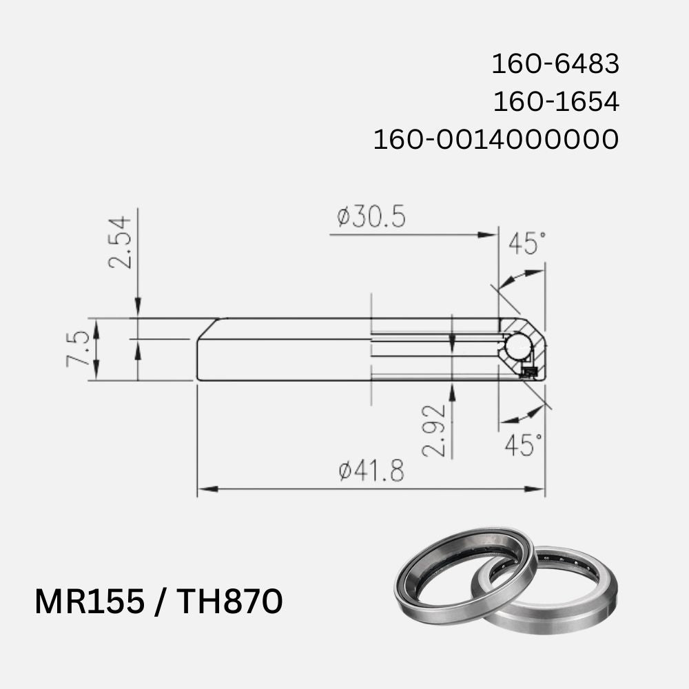 FSA - HEADSET BEARINGS ACB 870S 45X45 11/8" Stainless Steel - 41.8mm OD