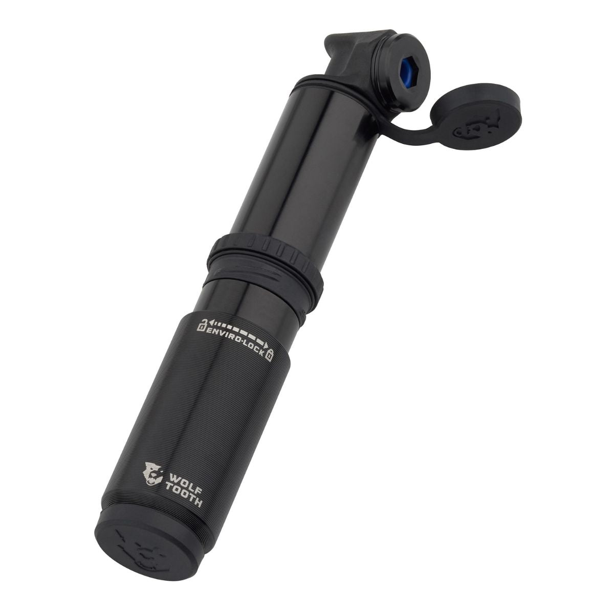 Pompe à Vélo Mini Wolf Tooth EnCase 40cc - Noire, Aluminium, Pour Valve Presta, Neuve