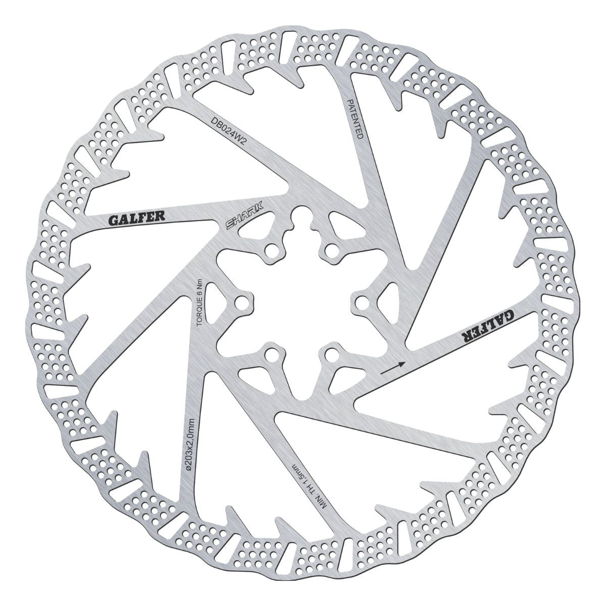GALFER - MTB SHARK DISC ROTOR - 6-BOLT - 2MM