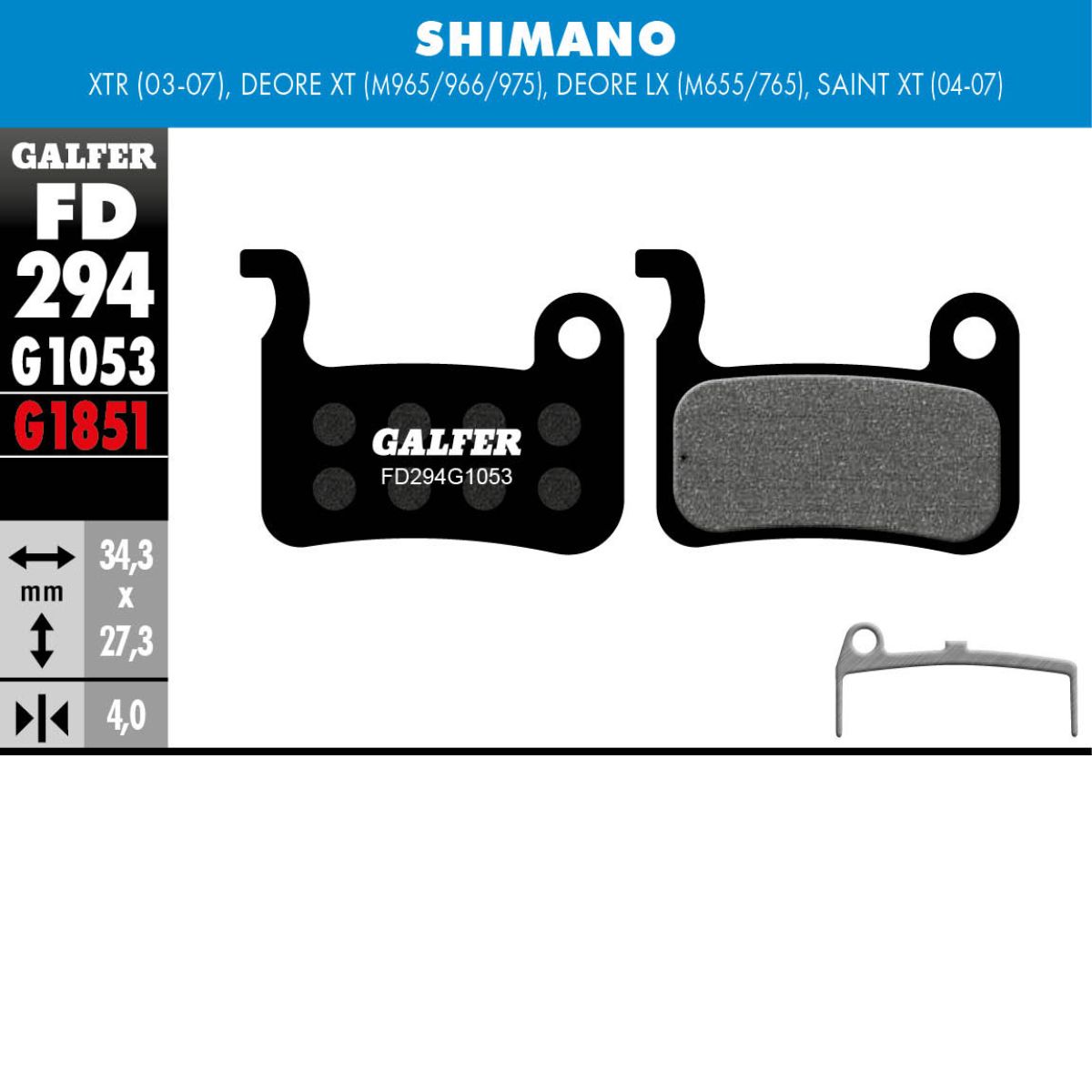 GALFER - BRAKE PADS - SHIMANO XT (LEGACY)