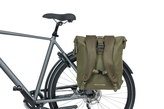 Basil Soho Backpack w Led Light Moss Green 17L